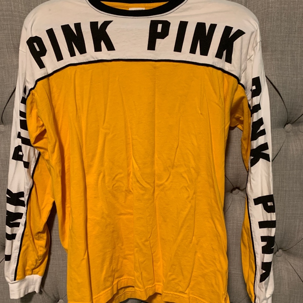 PINK yellow long sleeve shirt, Size S